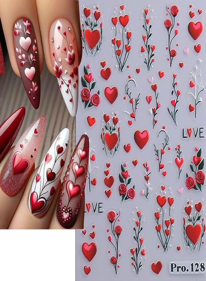 TailaiMei Valentine'd Day Nail Stickers, Love Flowers Self-Adhesive Heart Nail Art Decals for DIY Nail Decorations. (2513, 3 Sheets) - Image 2